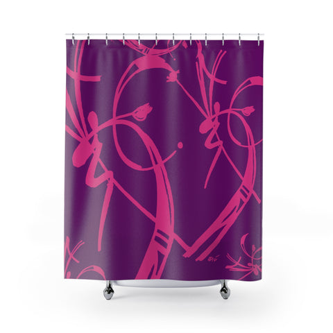 A Prime Posey Shower Curtain Magenta on Plum