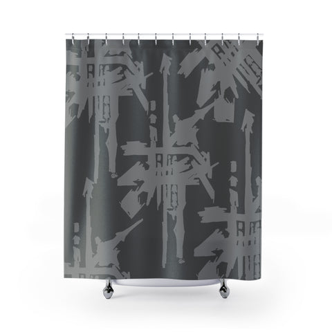 Criss Cross Sushi Shower Curtain Grey on Dark Grey