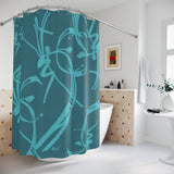 A Prime Posey Shower Curtain Teal on Teal