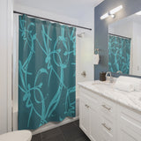 A Prime Posey Shower Curtain Teal on Teal