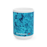 Abstract Turquoise 15 oz white mug