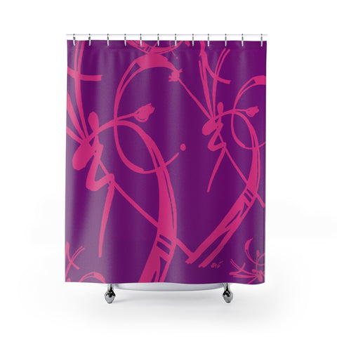 A Prime Posey Shower Curtain Magenta on Plum
