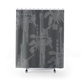 Criss Cross Sushi Shower Curtain Grey on Dark Grey