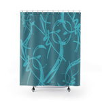 A Prime Posey Shower Curtain Teal on Teal